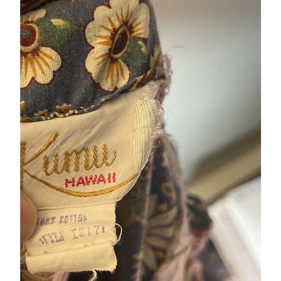 Kumu Hawaii VTG Ruffles Maxi Hawaiian Dress Muumuu Floral Prairie Cottagecore - Picture 7 of 8